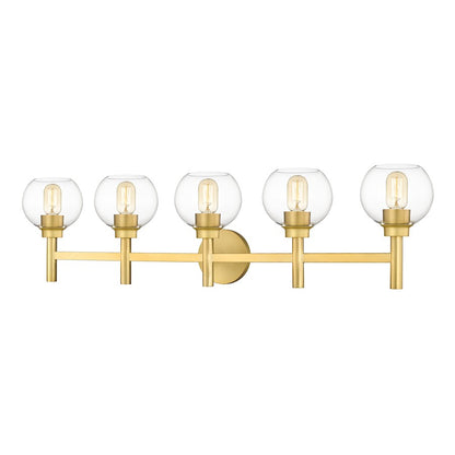 Z-Lite Sutton 5 Light Vanity, Brushed Gold/Clear - 7502-5V-BG