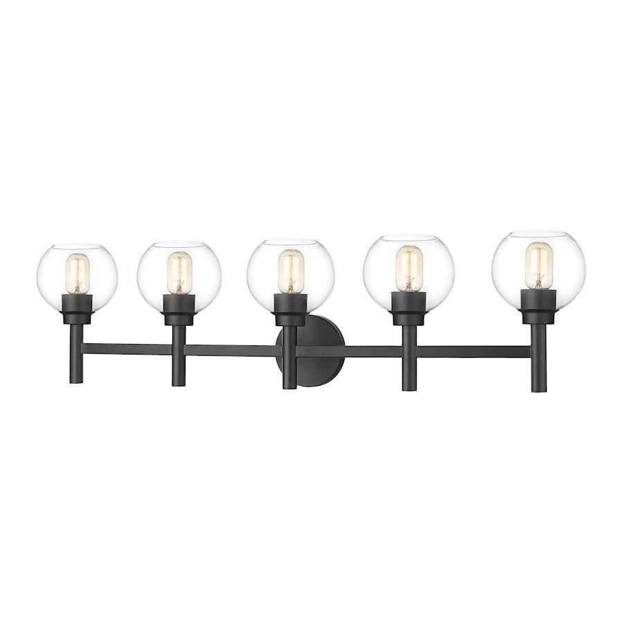 Z-Lite Sutton 5 Light Vanity, Matte Black/Clear - 7502-5V-MB