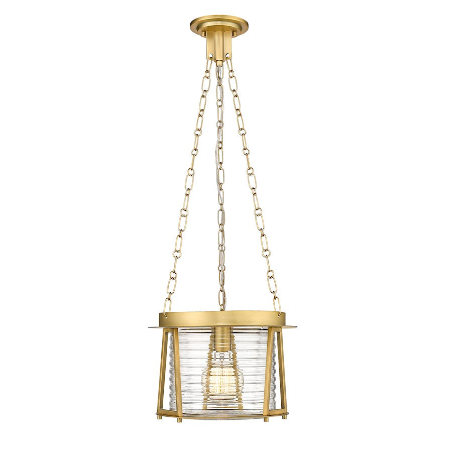 Z-Lite Cape Harbor Pendant 1 Light Pendant, Brass/Water Hammered - 7503P13-RB