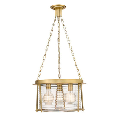 Z-Lite Cape Harbor Pendant 3 Light Pendant, Brass/Water Hammered - 7503P18-RB