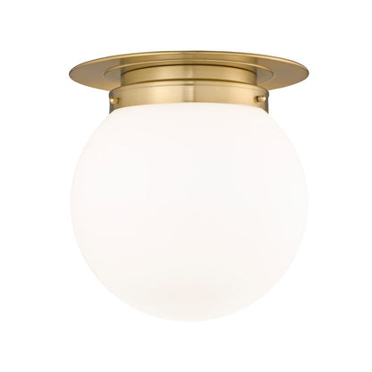 Z-Lite Calhoun 1 Light 13" Flush Mount, Heritage Brass/White Opal - 7505F13-HBR