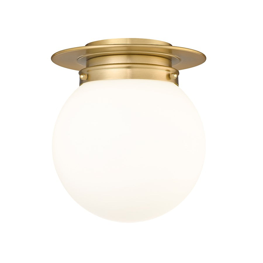 Z-Lite Calhoun 1 Light 9" Flush Mount, Heritage Brass/White Opal - 7505F9-HBR