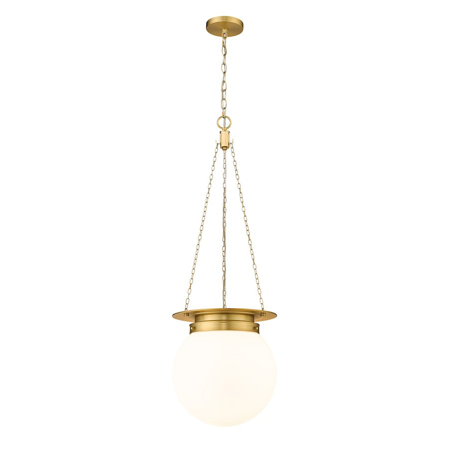 Z-Lite Calhoun 1 Light 13" Pendant, Heritage Brass/White Opal - 7505P13-HBR