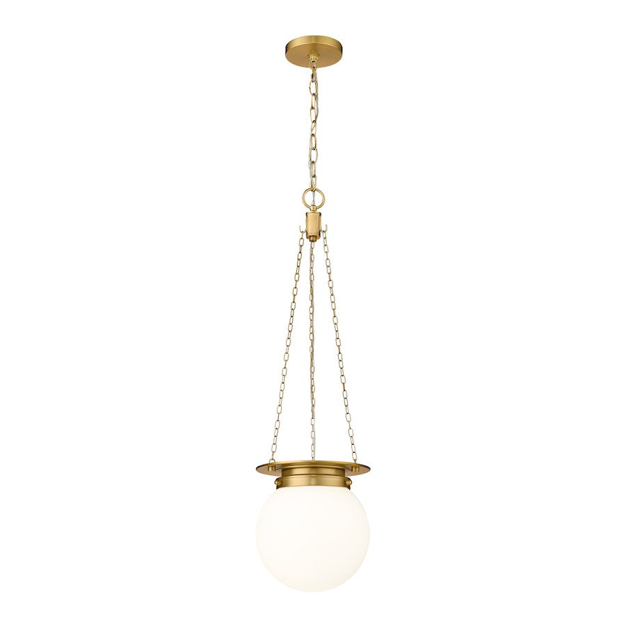 Z-Lite Calhoun 1 Light 9" Pendant, Heritage Brass/White Opal - 7505P9-HBR