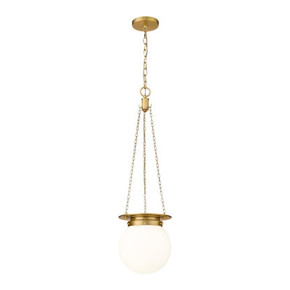 Z-Lite Calhoun 1 Light 9" Pendant, Heritage Brass/White Opal - 7505P9-HBR