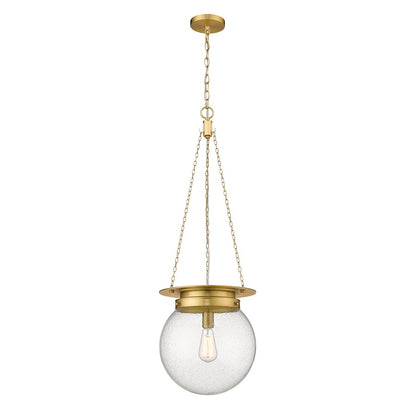 Z-Lite Calhoun 1 Light 13" Pendant, Heritage Brass/Clear Seedy - 7506P13-HBR