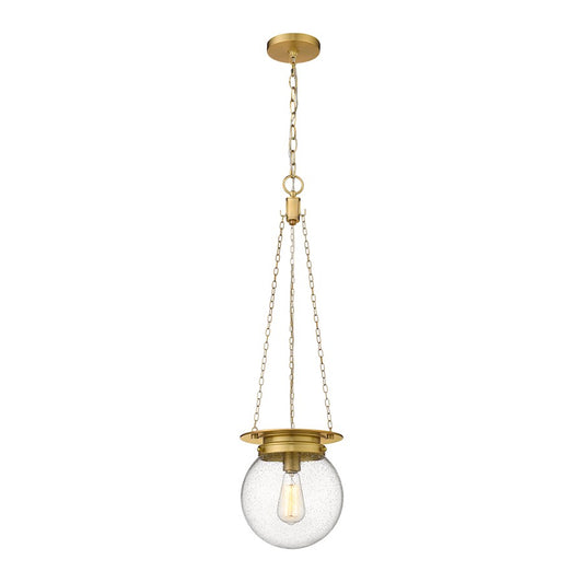 Z-Lite Calhoun 1 Light 9" Pendant, Heritage Brass/Clear Seedy - 7506P9-HBR