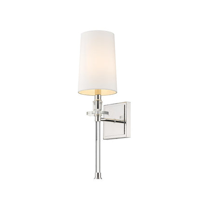 Z-Lite Sophia 1 Light 20.25" Wall Sconce, Polished Nickel, White - 803-1S-PN