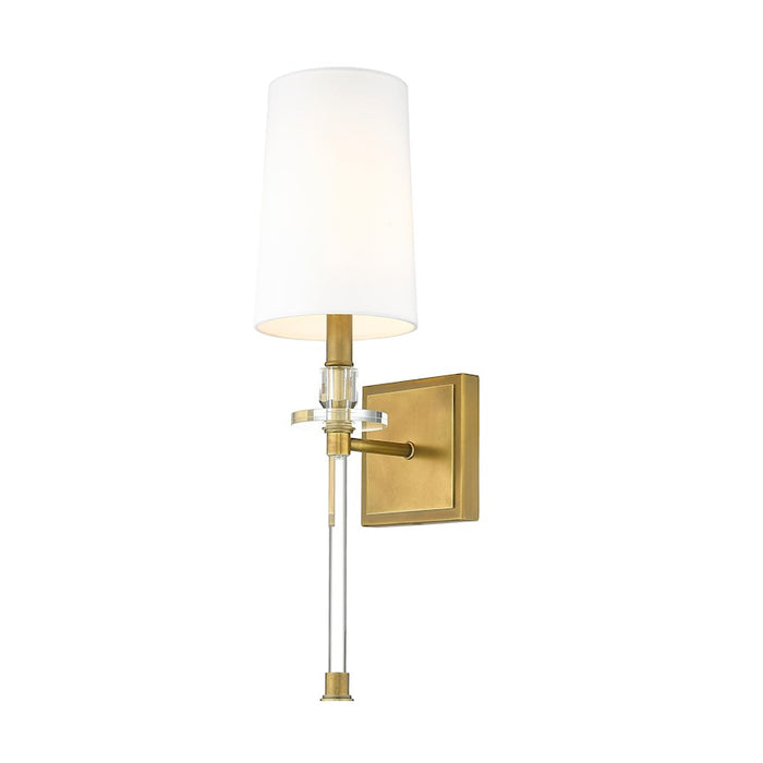 Z-Lite Sophia 1 Light 20" Wall Sconce, Rubbed Brass/White - 803-1S-RB-WH