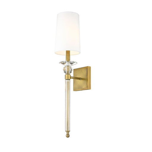 Z-Lite Ava 1 Light 25" Wall Sconce, Rubbed Brass/White - 804-1S-RB-WH