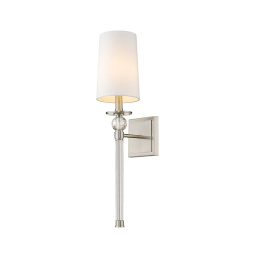 Z-Lite Mia 1 Light 24.5" Wall Sconce, Brushed Nickel, White - 805-1S-BN