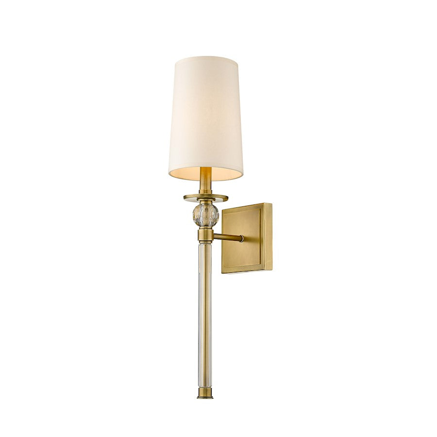 Z-Lite Mia 1 Light 24.5" Wall Sconce, Rubbed Brass, Beige - 805-1S-RB