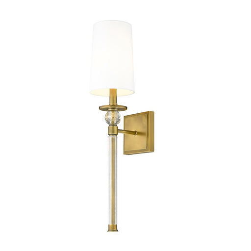 Z-Lite Mia 1 Light 24" Wall Sconce, Rubbed Brass/White - 805-1S-RB-WH