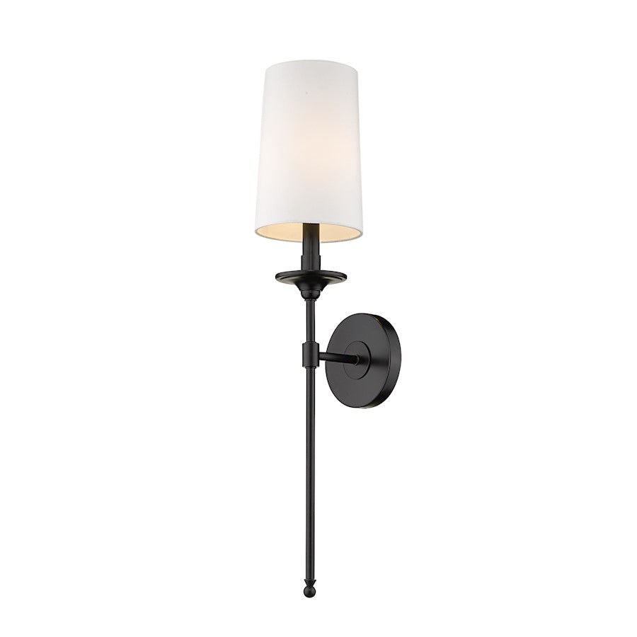 Z-Lite Emily 1 Light 26" Wall Sconce, Matte Black, White - 807-1S-MB