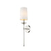 Z-Lite Emily 1 Light 26" Wall Sconce, Polished Nickel, White - 807-1S-PN