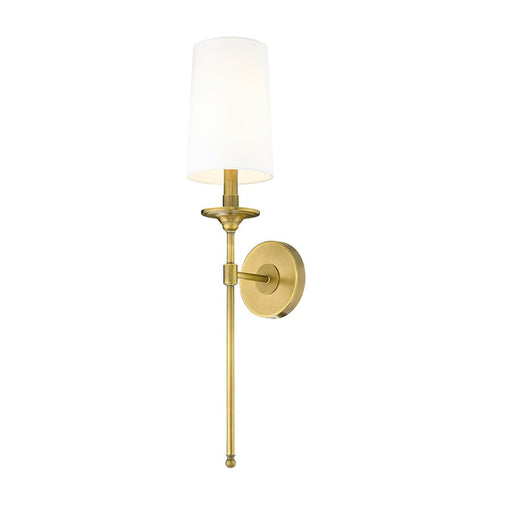 Z-Lite Emily 1 Light 6" Wall Sconce, Rubbed Brass/White - 807-1S-RB-WH