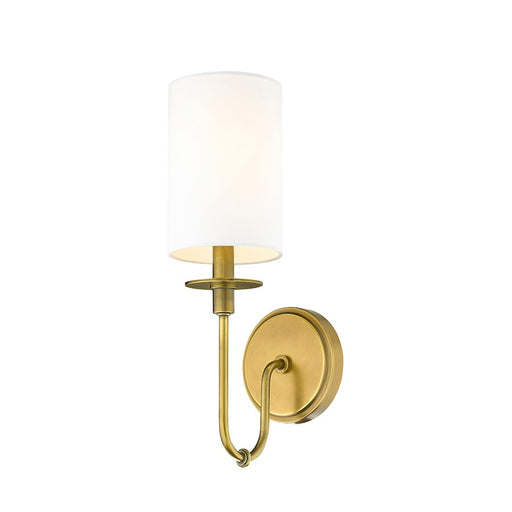 Z-Lite Ella 1 Light 15" Wall Sconce, Rubbed Brass/White - 809-1S-RB-WH