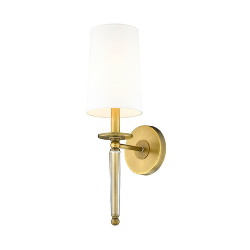 Z-Lite Avery 1 Light 19" Wall Sconce, Rubbed Brass/White - 810-1S-RB-WH