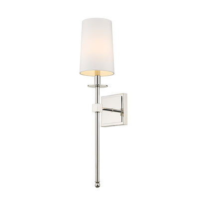 Z-Lite Camila 1 Light 26" Wall Sconce, Polished Nickel, White - 811-1S-PN