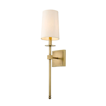 Z-Lite Camila 1 Light 26" Wall Sconce, Rubbed Brass, Beige - 811-1S-RB