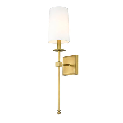 Z-Lite Camila 1 Light 7" Wall Sconce, Rubbed Brass/White - 811-1S-RB-WH