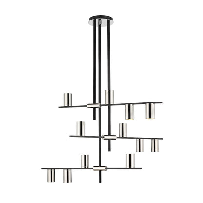 Z-Lite Calumet 12 Light Chandelier in Mate Black/Polished Nickel - 814-12MB-PN