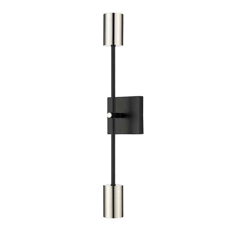 Z-Lite Calumet 2 Light 24" Wall Sconce, Black/Polished Nickel - 814-2S-MB-PN