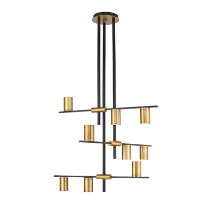 Z-Lite Calumet 9 Light Chandelier in Matte Black/Olde Brass - 814-9MB-OBR