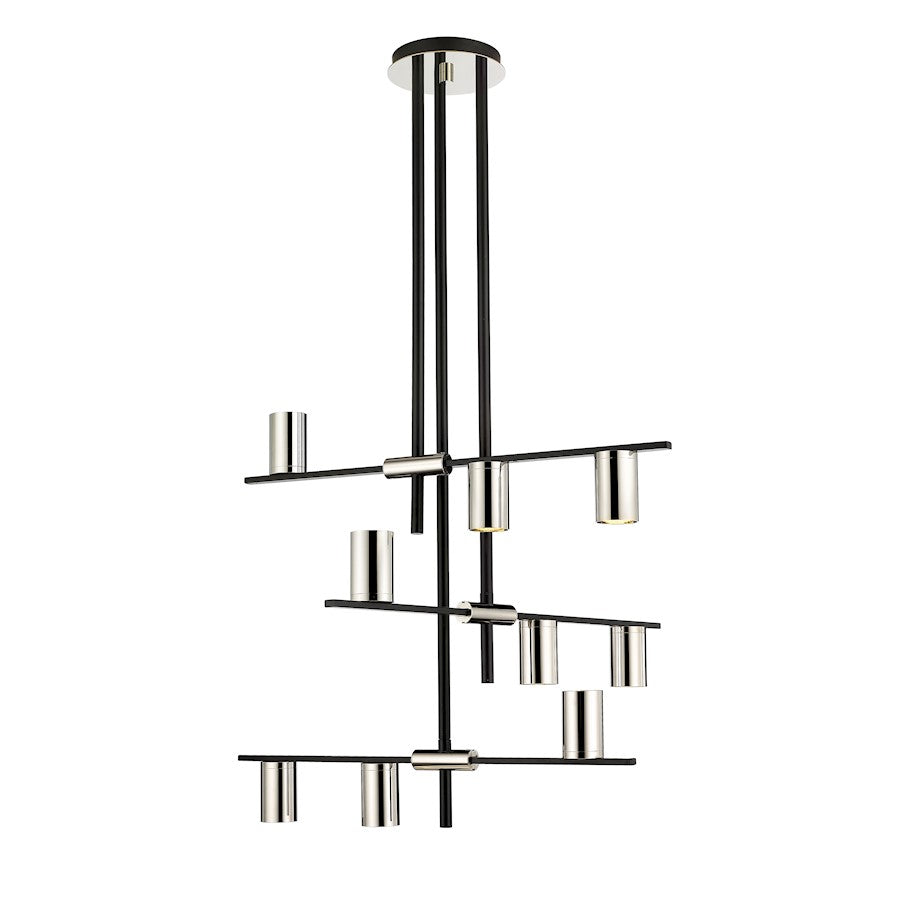 Z-Lite Calumet 9 Light Chandelier in Mate Black/Polished Nickel - 814-9MB-PN