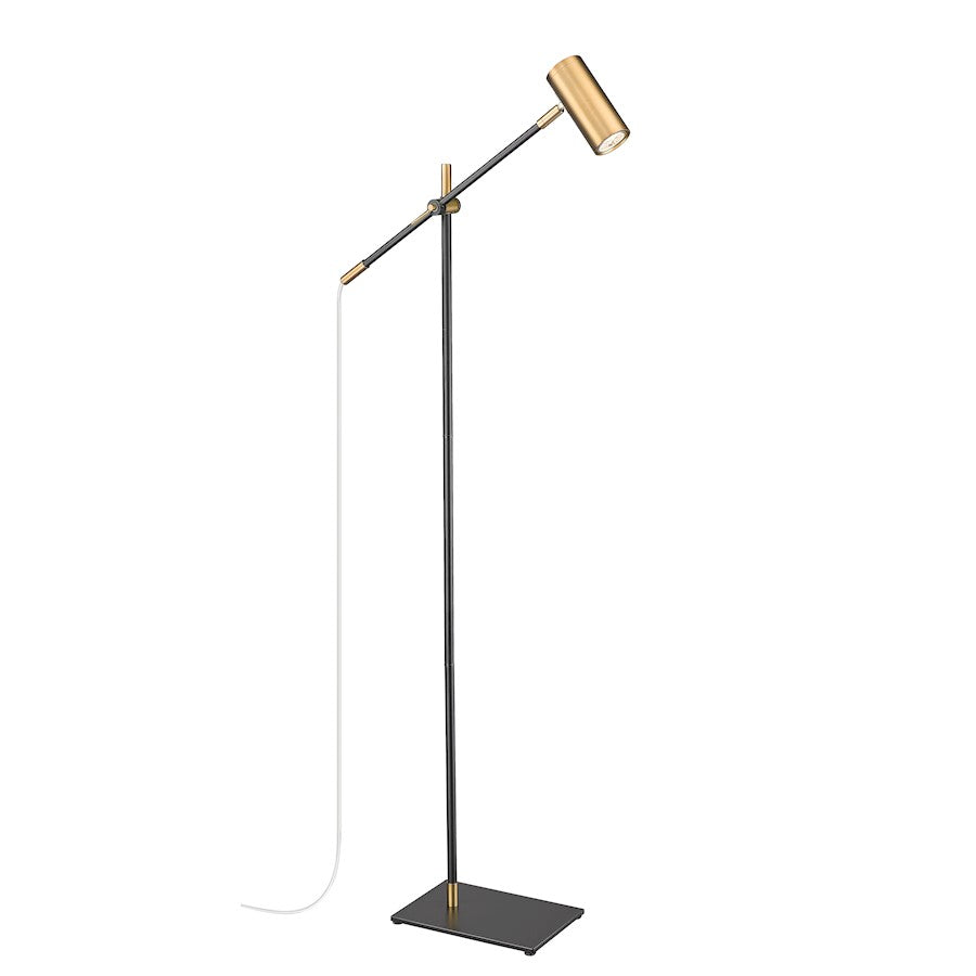 Z-Lite Calumet 1 Lt Floor Lamp, Black + Olde Brass/Olde Brass - 814FL-MB-OBR