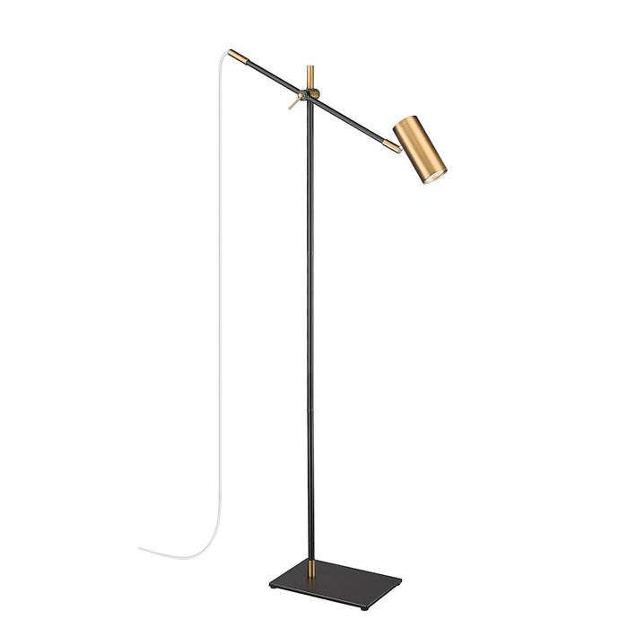 Z-Lite Calumet 1 Lt Floor Lamp, Black + Olde Brass/Olde Brass