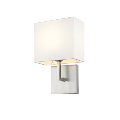 Z-Lite Saxon 1 Light Wall Sconce in Brushed Nickel/White - 815-1S-BN