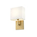 Z-Lite Saxon 1 Light Wall Sconce in Rubbed Brass/White - 815-1S-RB