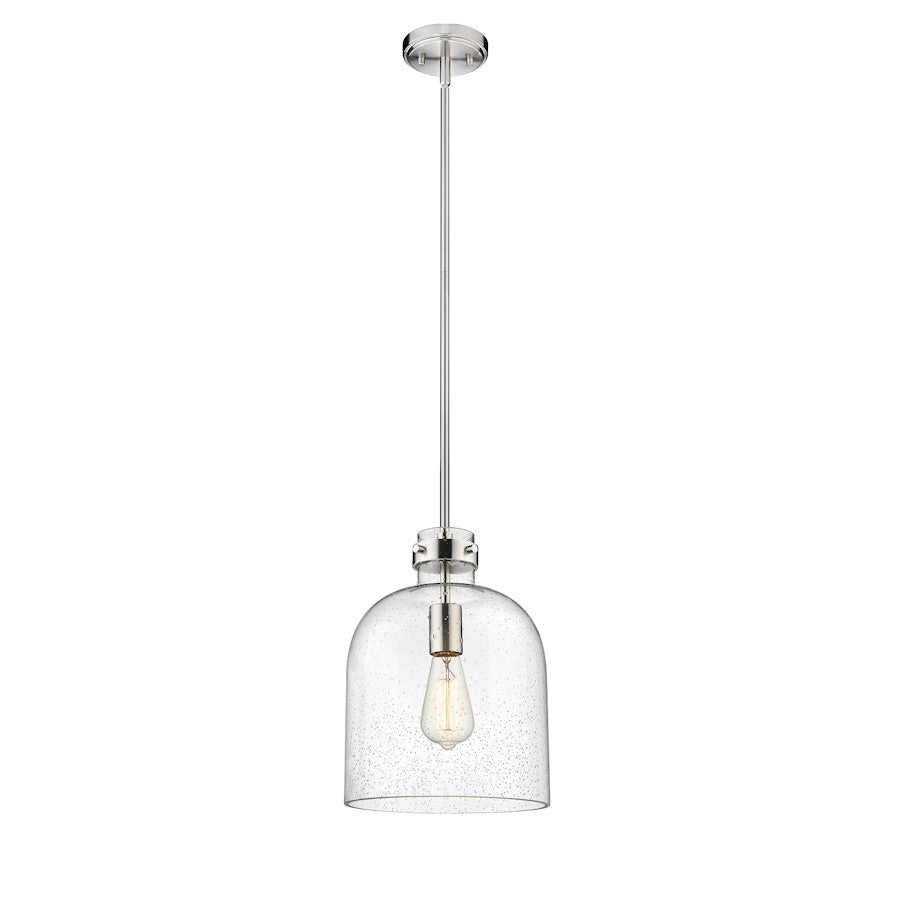 Z-Lite Pearson 1 Light 9.5" Chandelier, Brushed Nickel/Clear Seedy - 817-9BN