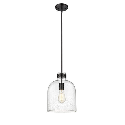 Z-Lite Pearson 1 Light 9.5" Chandelier, Matte Black/Clear Seedy - 817-9MB