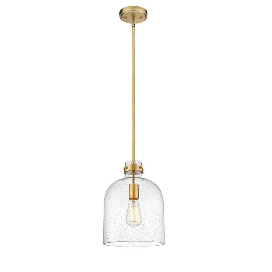 Z-Lite Pearson 1 Light 9.5" Chandelier, Rubbed Brass/Clear Seedy - 817-9RB