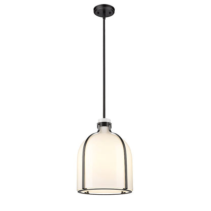 Z-Lite Pearson 1 Light 12.25" Chandelier, Matte Black/White Opal - 818-12MB