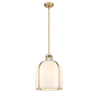 Z-Lite Pearson 1 Light 12.25"Chandelier, Rubbed Brass/White Opal - 818-12RB