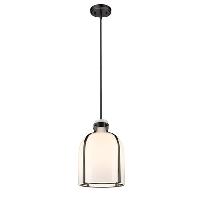 Z-Lite Pearson 1 Light 9.75" Chandelier, Matte Black/White Opal - 818-9MB