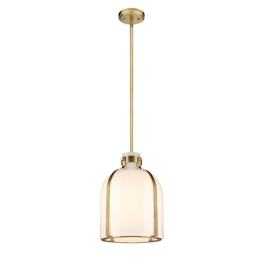 Z-Lite Pearson 1 Light 9.75" Chandelier, Rubbed Brass/White Opal - 818-9RB