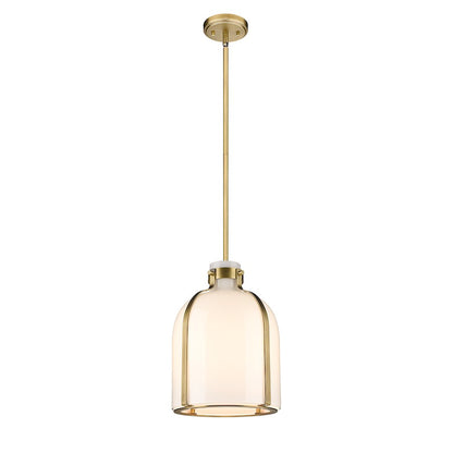 Z-Lite Pearson 1 Light 9.75" Chandelier, Rubbed Brass/White Opal - 818-9RB