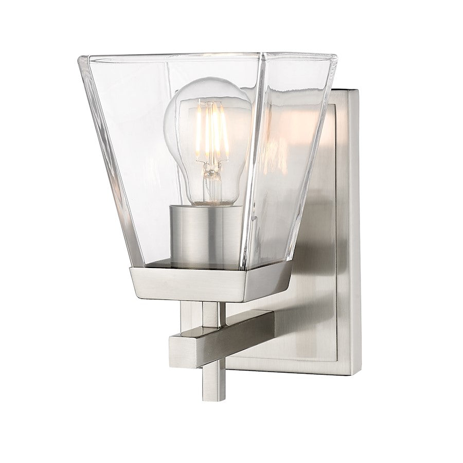 Z-Lite Lauren 1 Light Wall Sconce, Brushed Nickel/Clear - 819-1S-BN