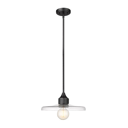 Z-Lite Paloma 1 Light 10" Pendant, Matte Black/Clear - 821P14-MB