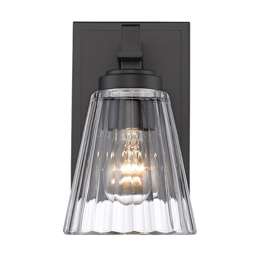 Z-Lite Lyna 1 Light Wall Sconce, Matte Black/Clear - 823-1S-MB