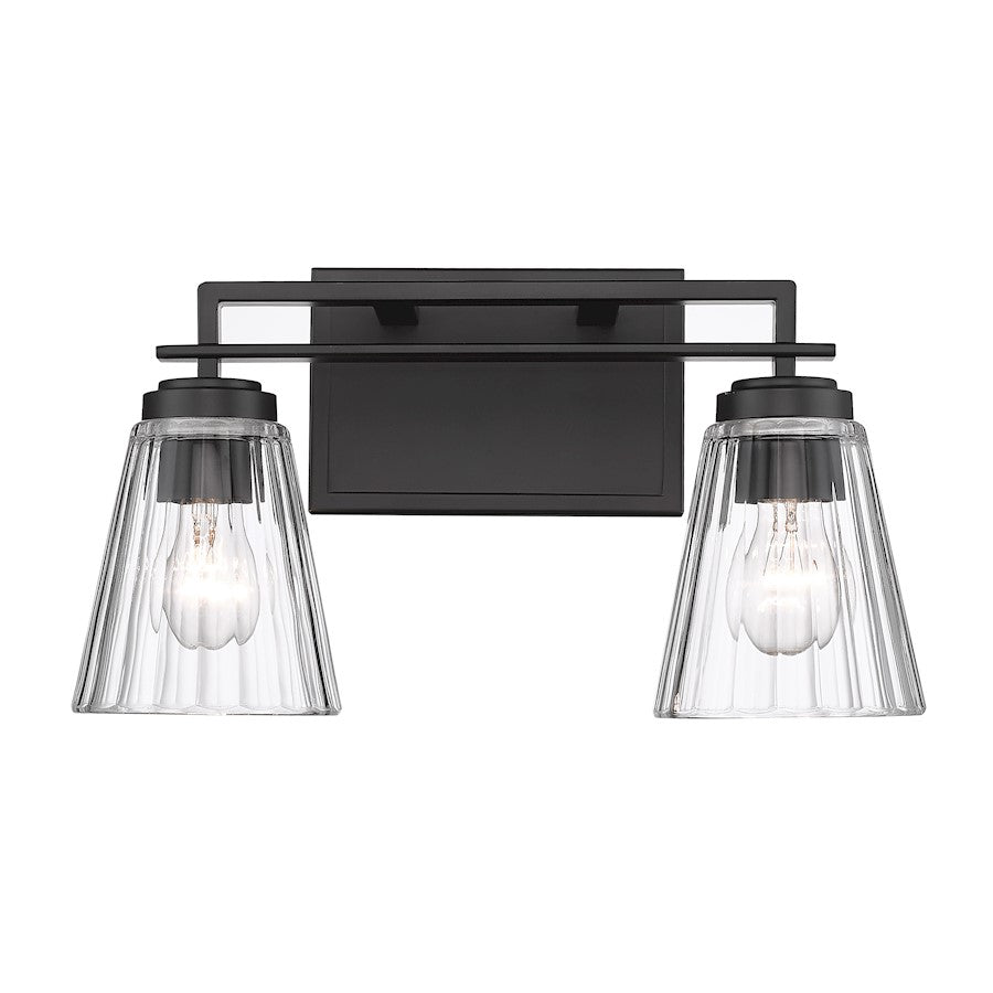 Z-Lite Lyna 2 Light Vanity, Matte Black/Clear - 823-2V-MB