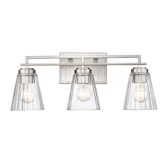 Z-Lite Lyna 3 Light Vanity, Brushed Nickel/Clear - 823-3V-BN