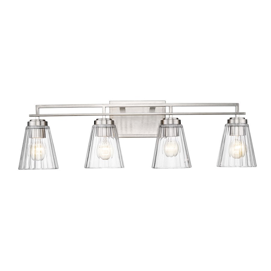 Z-Lite Lyna 4 Light Vanity, Brushed Nickel/Clear - 823-4V-BN