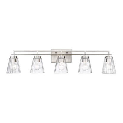 Z-Lite Lyna 5 Light Vanity, Brushed Nickel/Clear - 823-5V-BN