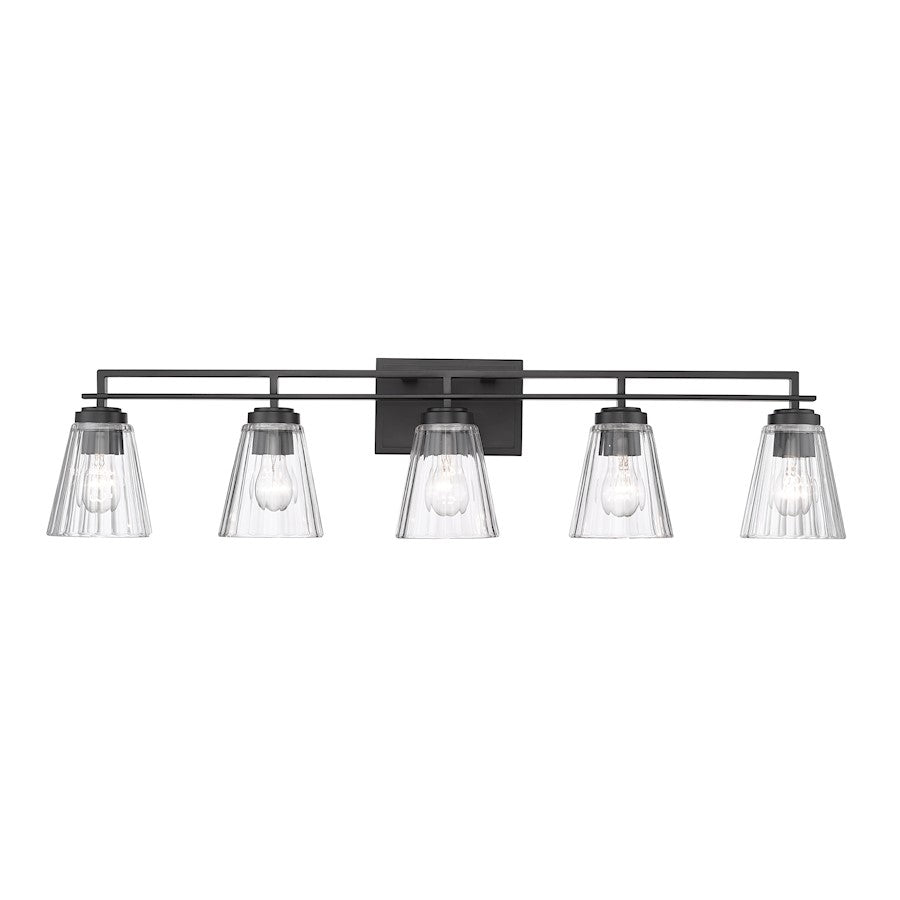 Z-Lite Lyna 5 Light Vanity, Matte Black/Clear - 823-5V-MB