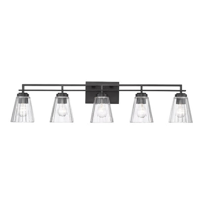 Z-Lite Lyna 5 Light Vanity, Matte Black/Clear - 823-5V-MB